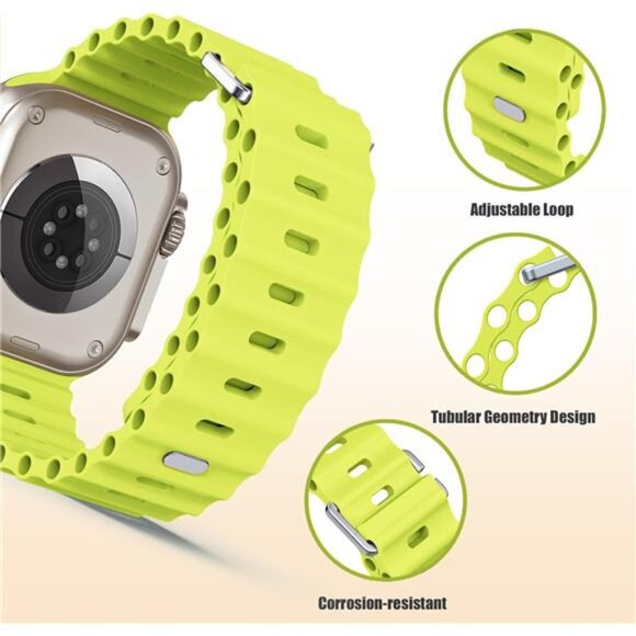 Sport Soft Silicone Compatible with Apple Watch Ocean Band Wristband Ultra 9 8 7 - Picture 3 of 6